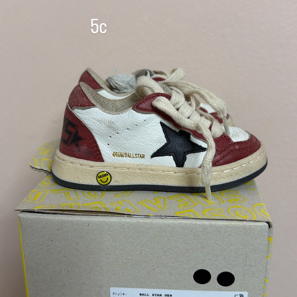 Golden Goose Kids Red and White Sneakers